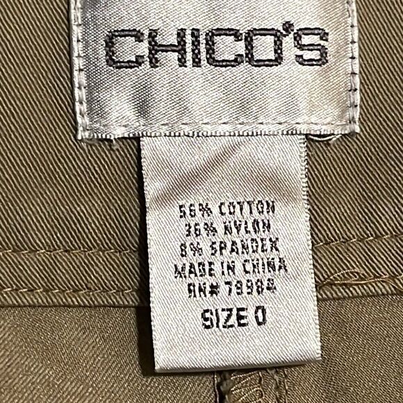 Chico’s womens pants Sz 4 high rise straight leg zipper button closure dark tan - Picture 3 of 7